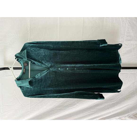 Twiggy London Women's Long Sleeve Velvet Shirt Dress in Teal Green L - Picture 1 of 7